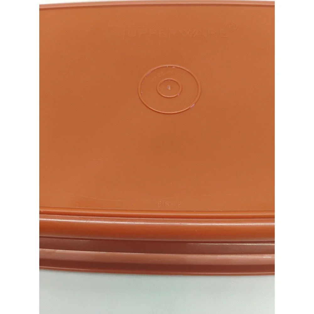 Tupperware 816-12 Rectangular Storage Container Burnt Orange Deli w/ Lid USA Vtg